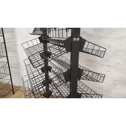 Стелаж прикасовий  з корзинами ,двосторонній на 60см. (графітовий)